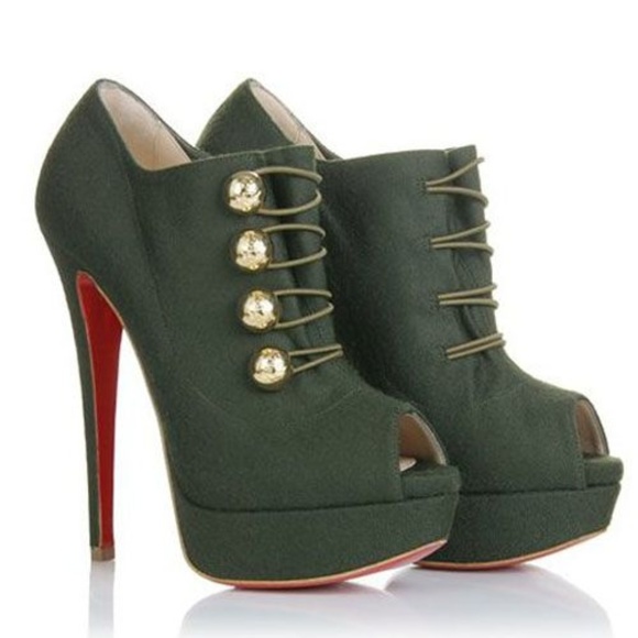Christian Louboutin Shoes - Christian Louboutin Olive Open Toe Heels (size 38)